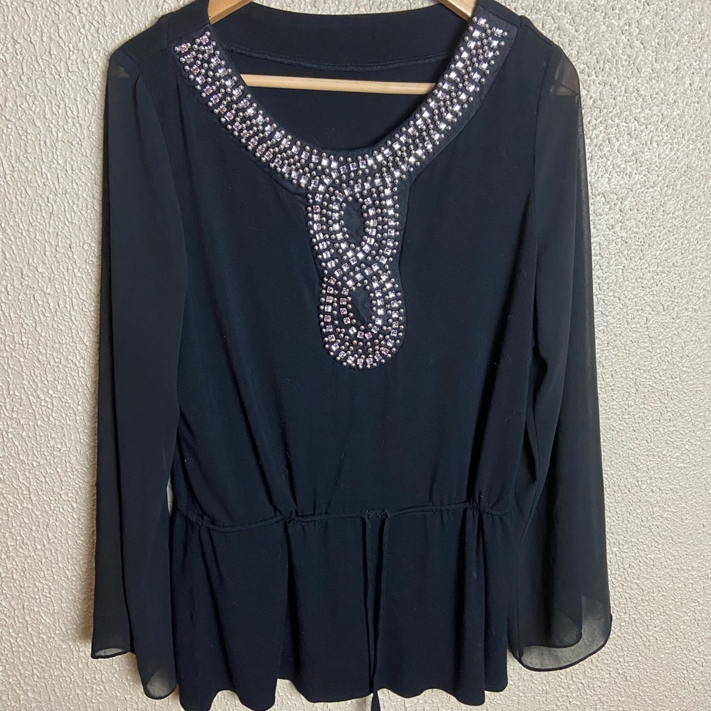 Gorgeous long sleeve top with beaded front